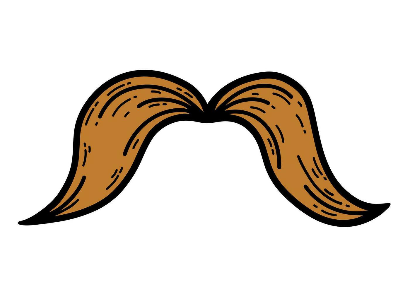 moustache vecteur icône. marron barbe de une gentilhomme avec tourbillonne. main tiré griffonnage isolé sur blanche. ancien coiffure pour une homme. salon de coiffure symbole. dessin animé clipart pour affiches, imprimer, la toile, salon