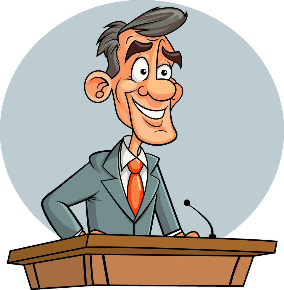 dessin animé illustration de une politicien avec une sourire vecteur