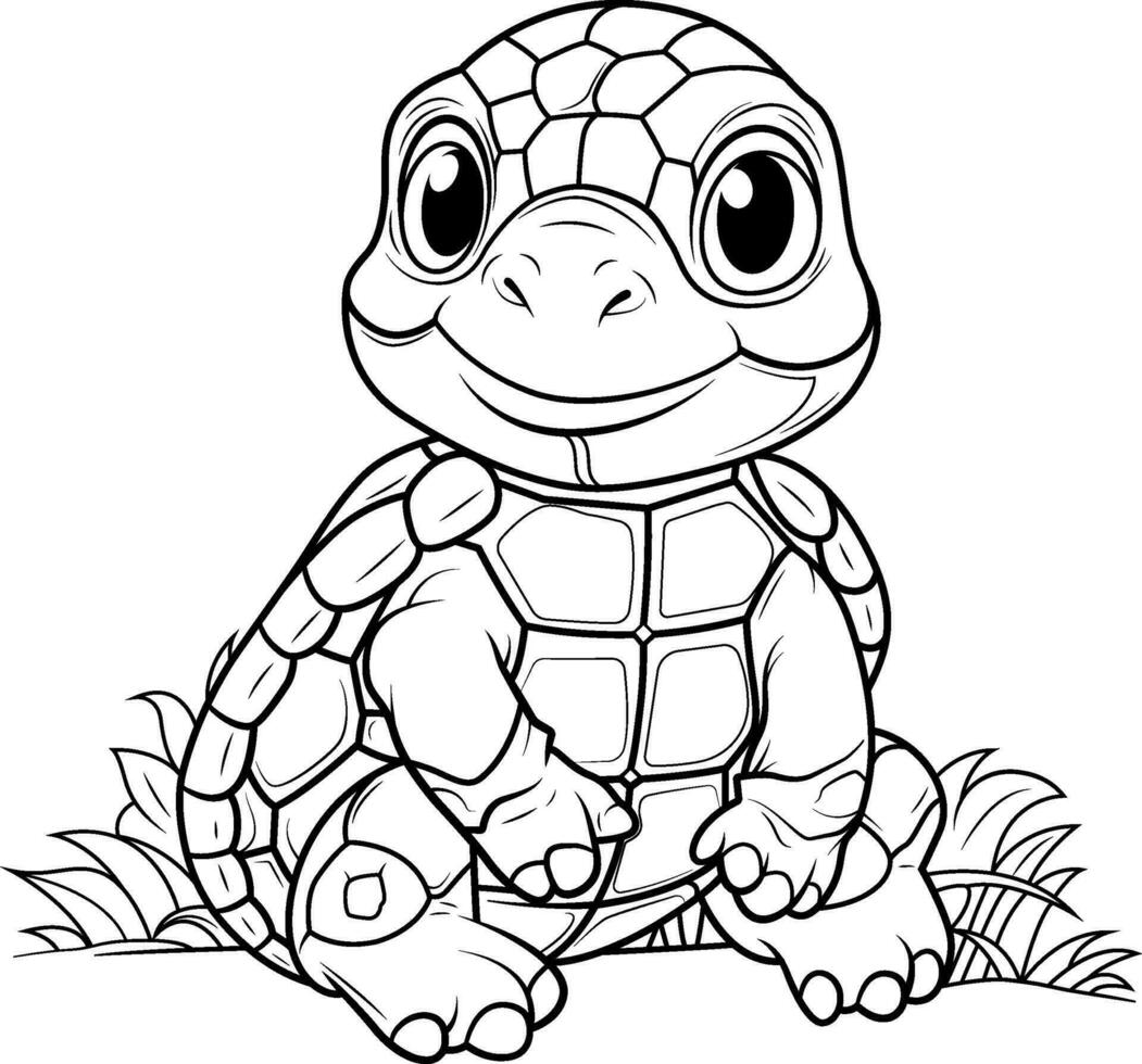 une noir et blanc dessin de une tortue vecteur