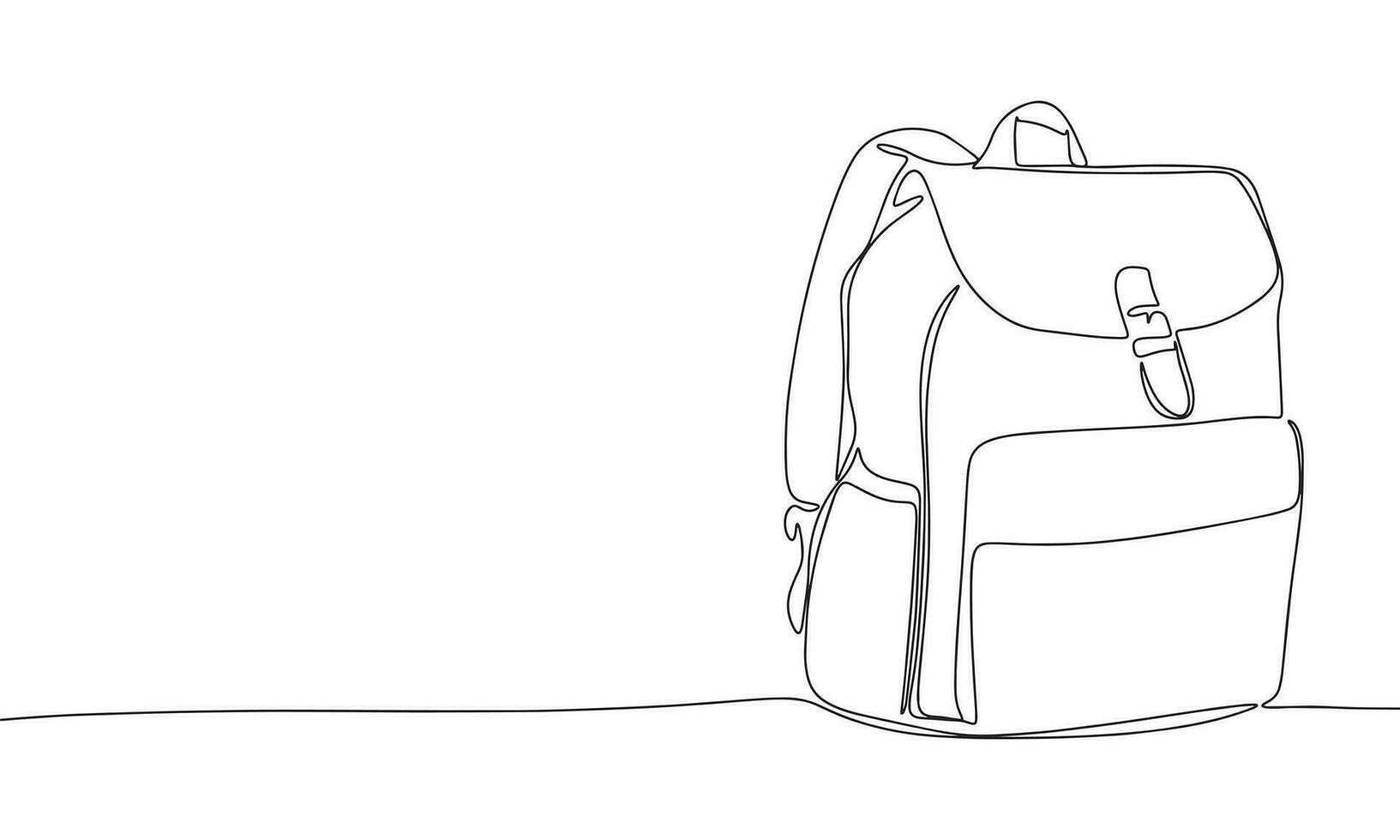 sac à dos un ligne continu. ligne art concept cartable bannière. contour vecteur illustration.