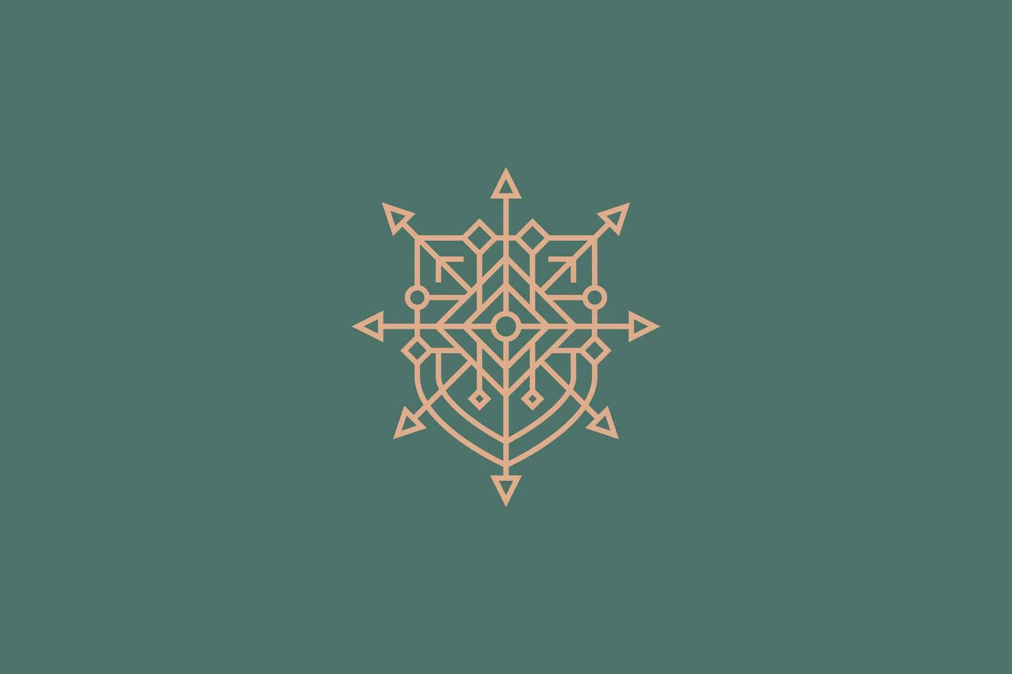 La Flèche et bouclier abstrait symbole icône logo unique ethnique traditionnel art vecteur