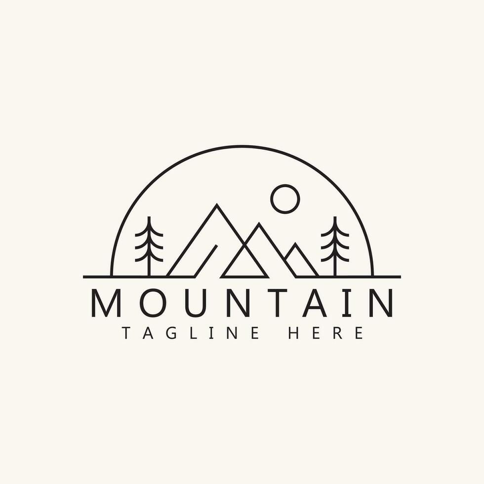 Facile ligne abstrait illustration Montagne Extérieur logo badge pour Naturel aventure affaires symbole. vecteur