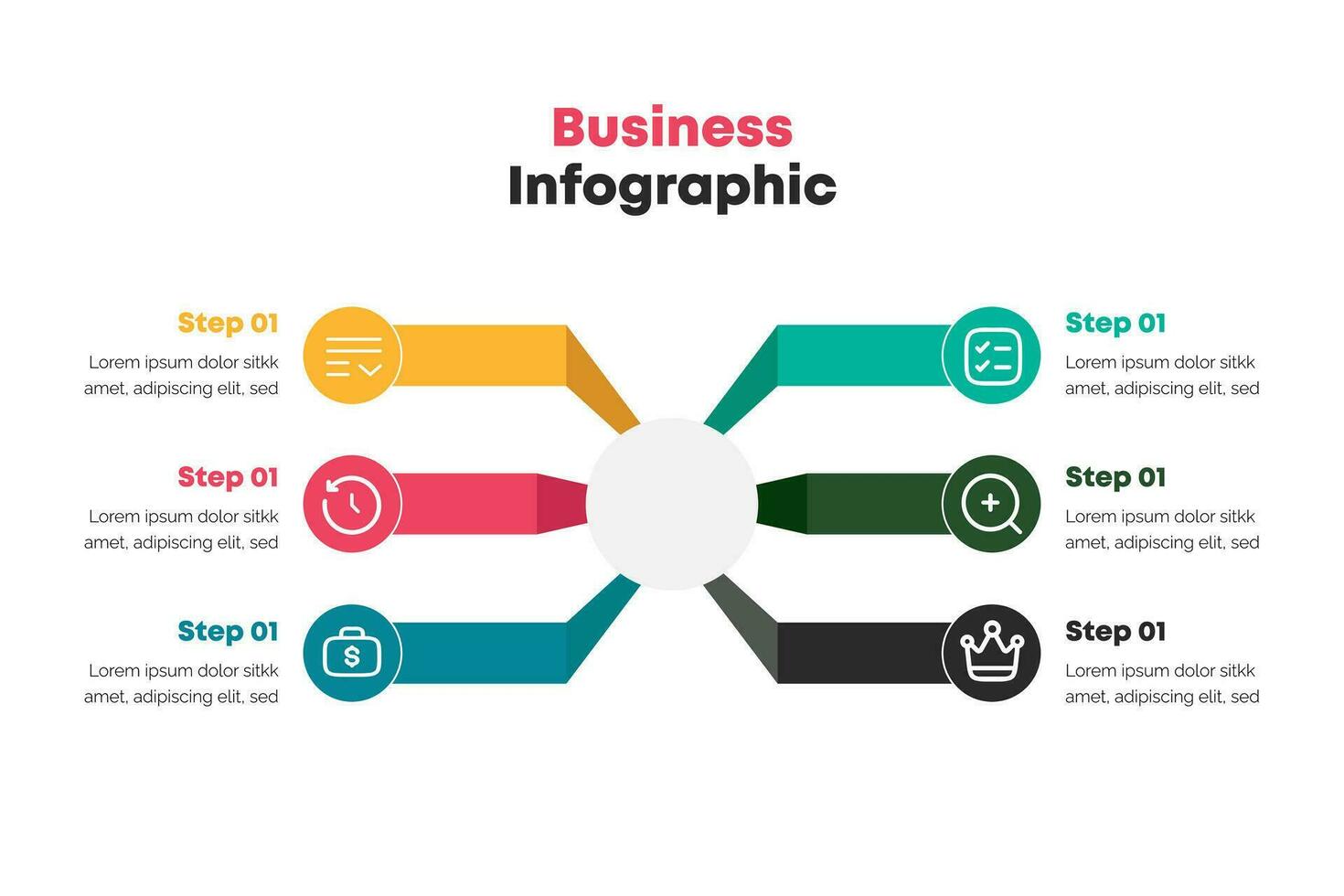 pente chronologie affaires infographie modèle 6 étape vecteur illustration