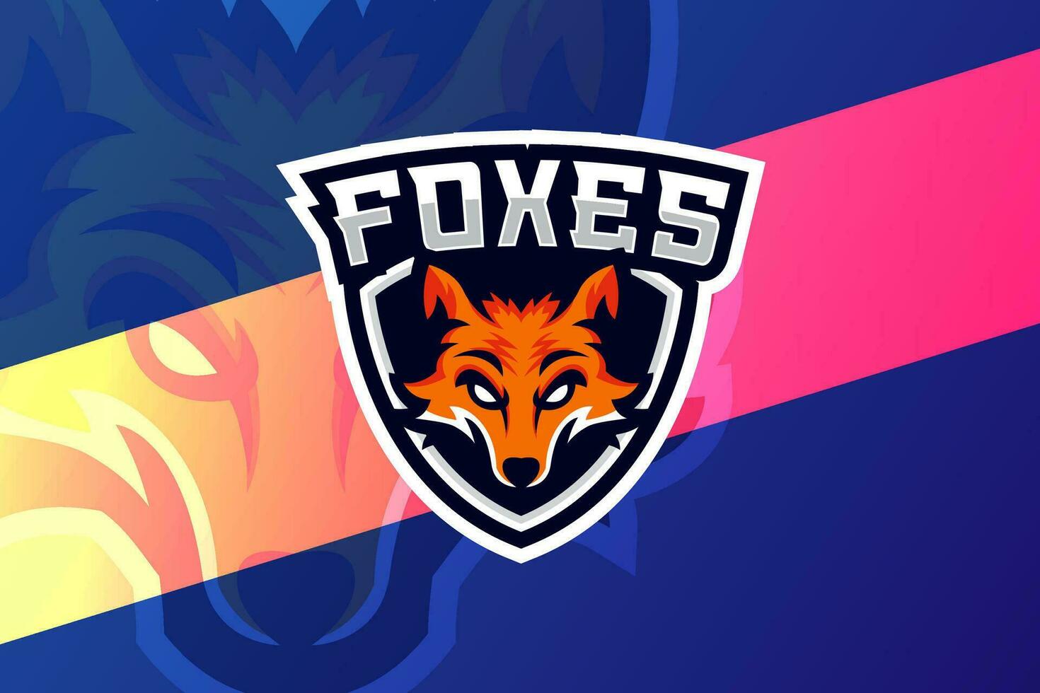 tête de Renard sur le bouclier avec texte renards pour e-sports jeu logo vecteur