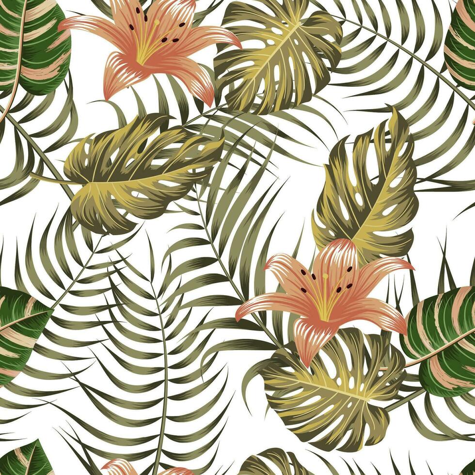 motif floral sans couture avec des feuilles. fond tropical vecteur