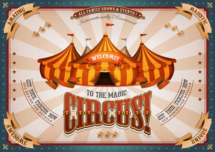 Affiche Vintage De Cirque Avec Grand Chapiteau vecteur