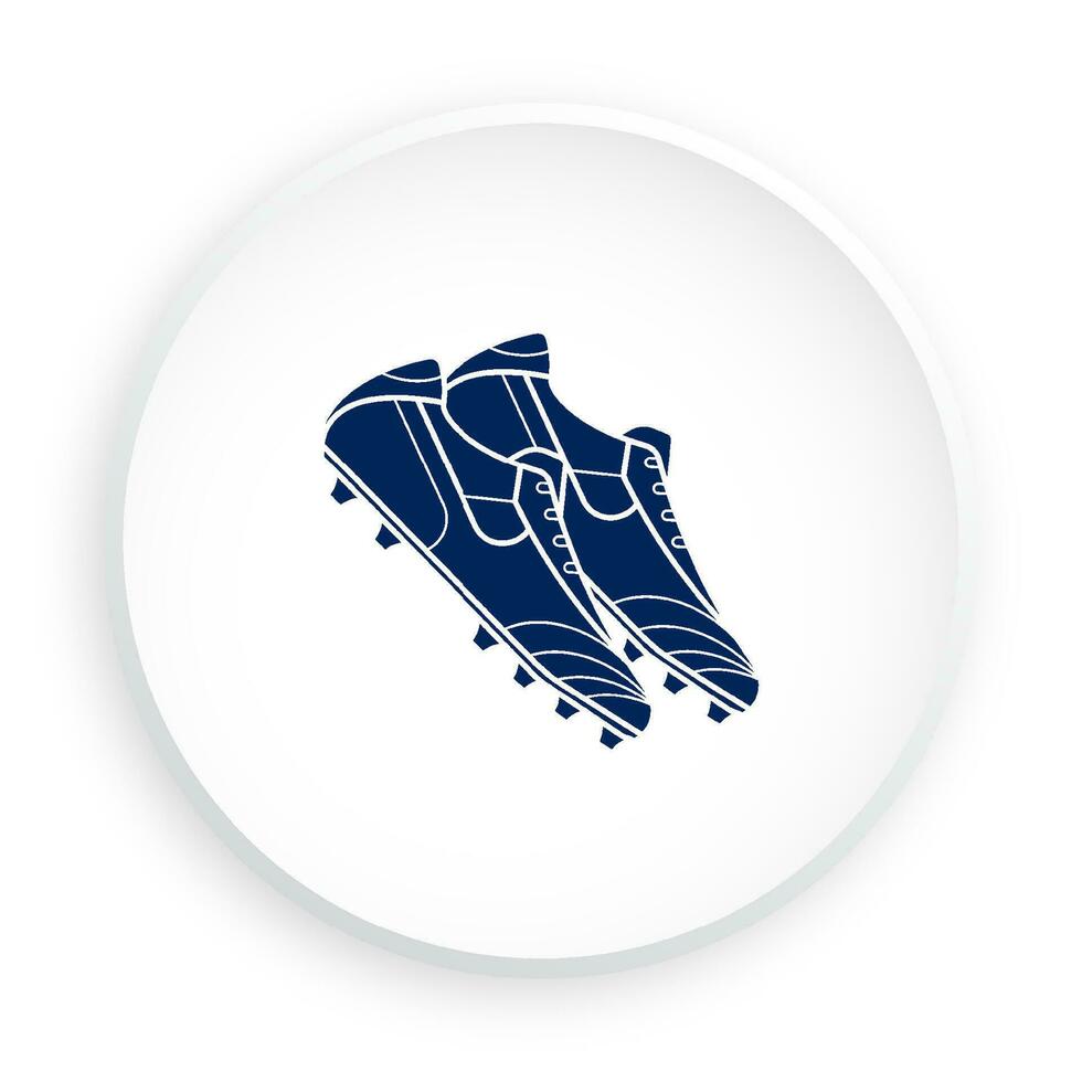 classique football, Football botte, à pointes baskets icône dans néomorphisme style pour mobile application. bouton pour mobile application ou la toile. vecteur sur blanc Contexte