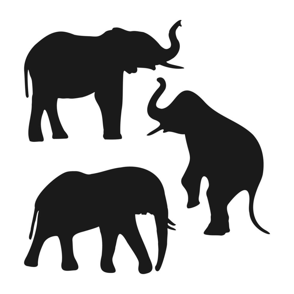 l'éléphant silhouette, l'éléphant ensemble différent pose. - vecteur. vecteur