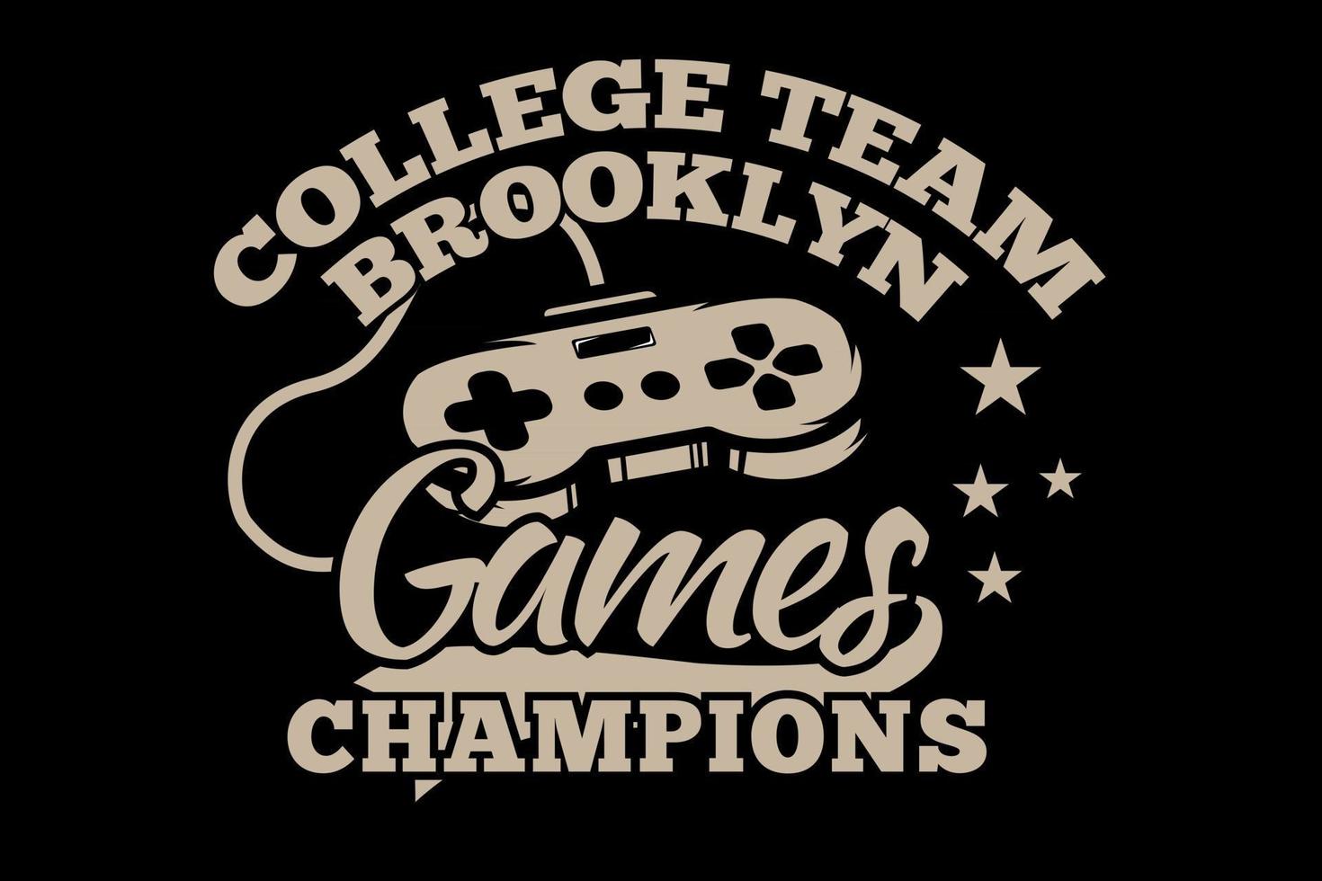 t-shirt console de jeux champions brooklyn typographie style rétro vintage vecteur