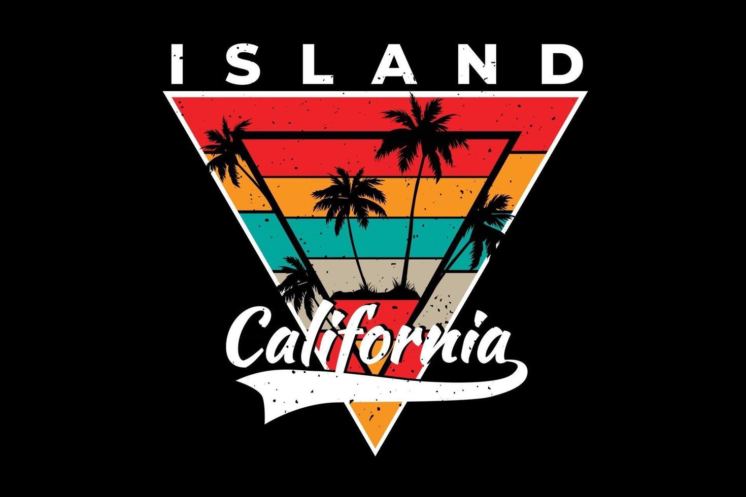 tee shirt island california palmiers style retro vecteur