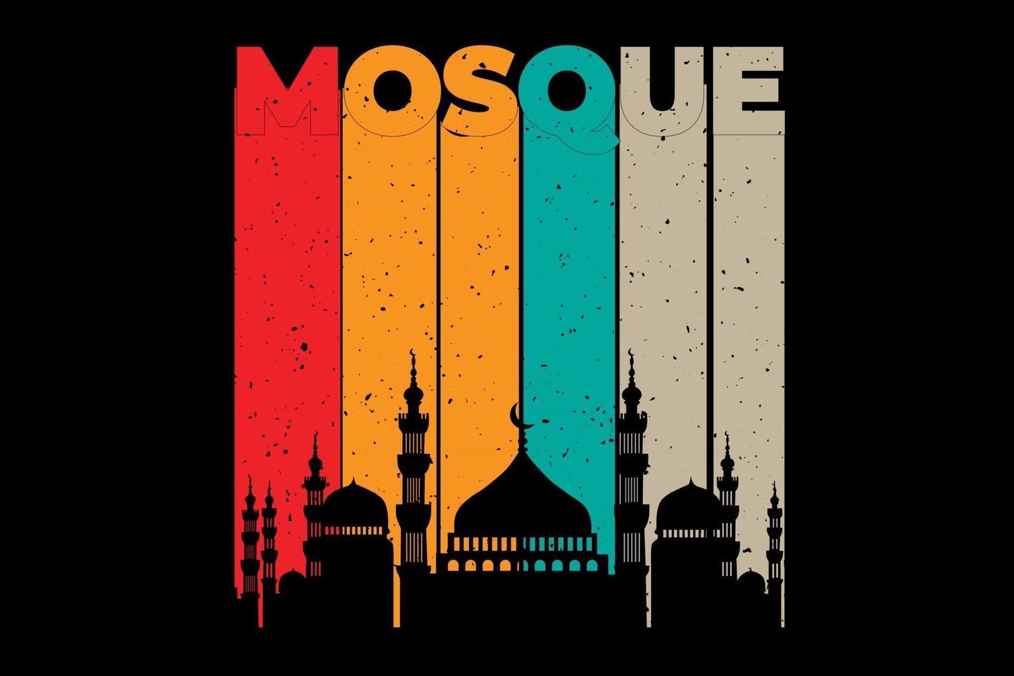 t-shirt silhouette mosquée rétro style vintage vecteur