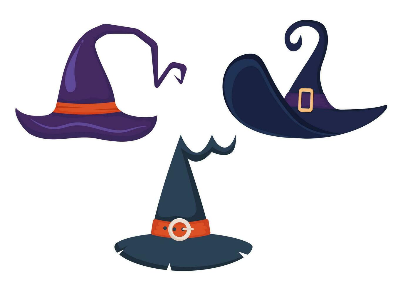 Halloween sorcière chapeau ensemble vecteur