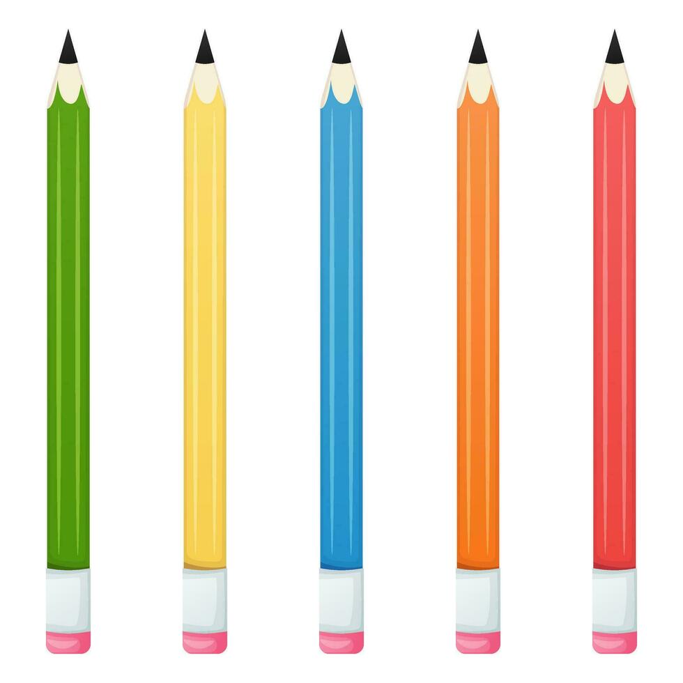 ensemble de des crayons isolé sur blanc Contexte vecteur