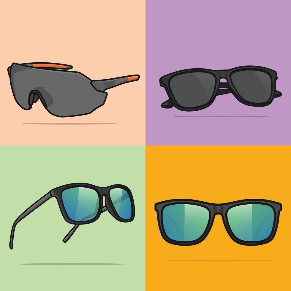 ensemble de été brillant Soleil des lunettes vecteur illustration.