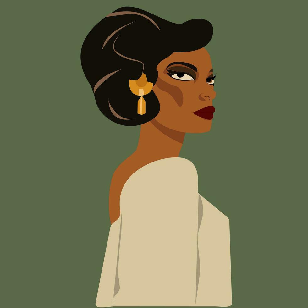 attrayant africain américain bien habillé femme.vecteur la personne illustration.mode élégant dame. vecteur