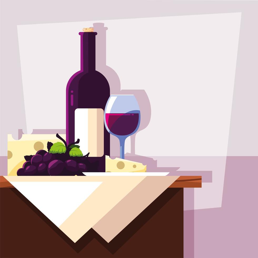 bouteille de vin avec verre à vin, journée nationale du vin vecteur