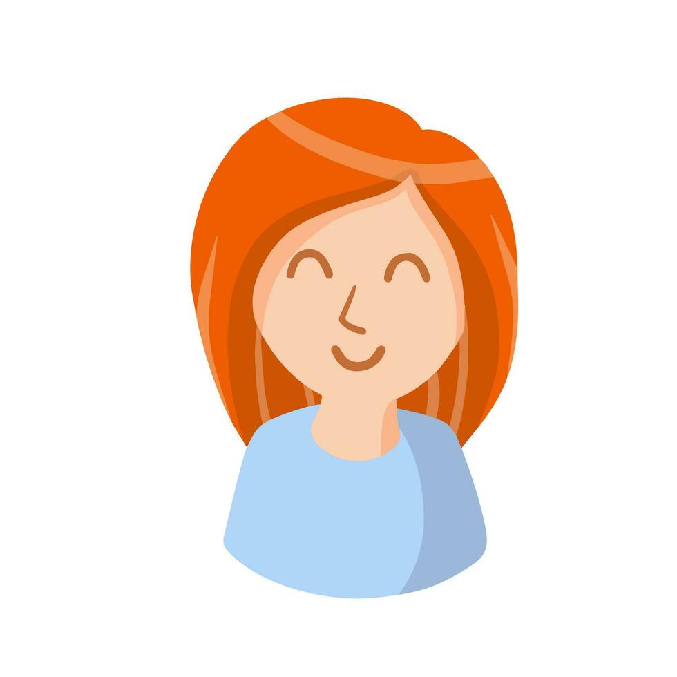 fille aux cheveux rouges. mignon jeune personnage. la femme rousse. avatar du réseau social pour adolescent. illustration de dessin animé plat vecteur