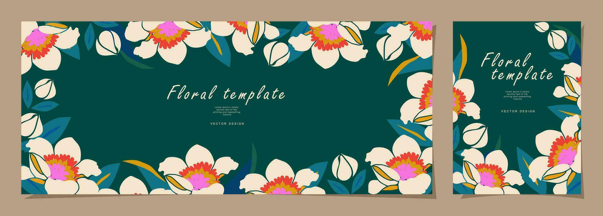 floral modèle ensemble pour affiche, carte, couverture, étiqueter, bannière dans moderne minimaliste style et Facile été conception modèles avec fleurs et les plantes. vecteur
