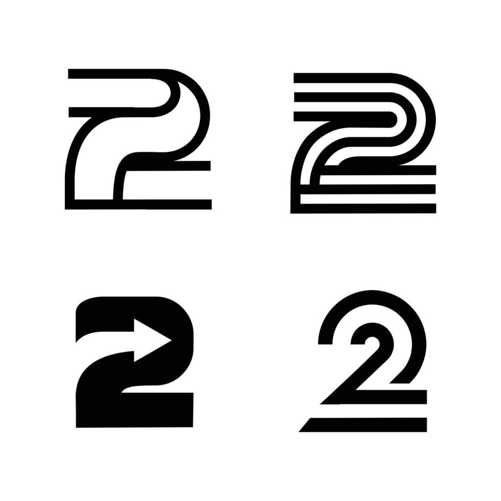 deux 2 logo lettre monogramme minimal moderne conception vecteur