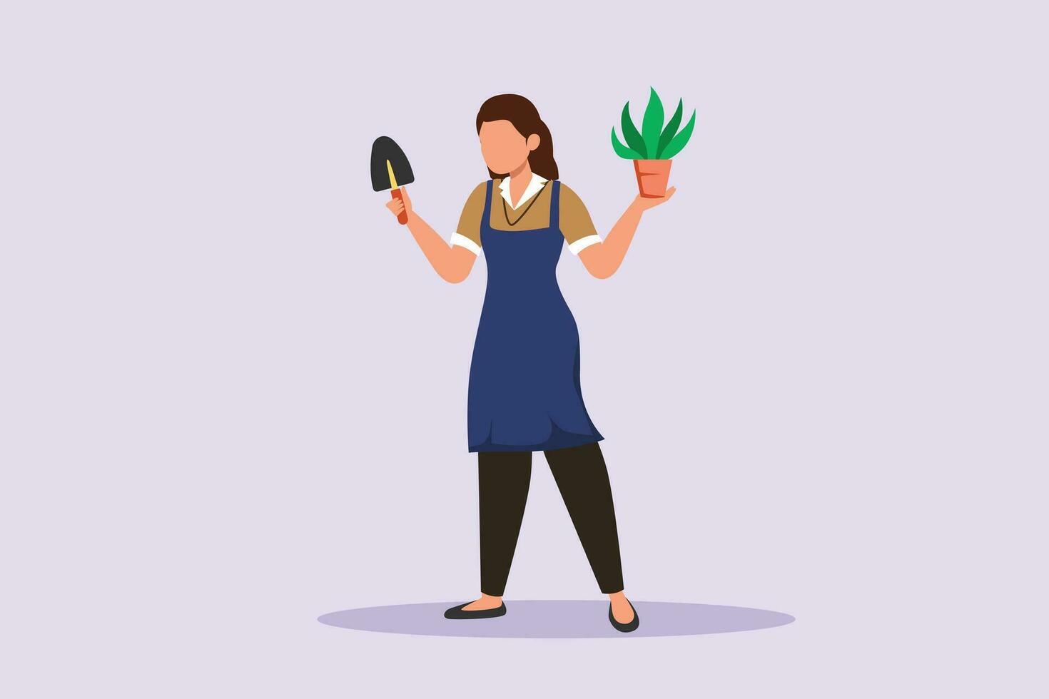 content femme soins à propos intérieur mis en pot les plantes. Accueil jardinage et croissance plantes d'intérieur concept. coloré plat vecteur illustration isolé.