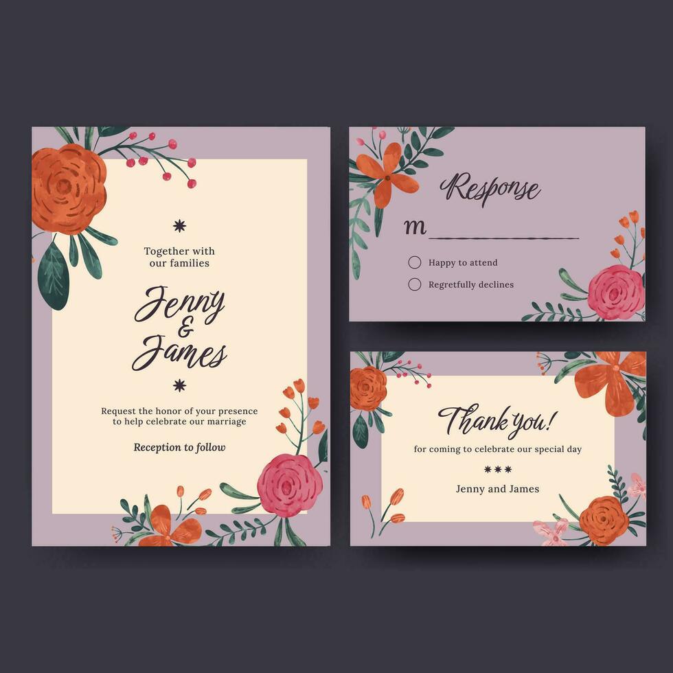 aquarelle floral mariage invitation vecteur