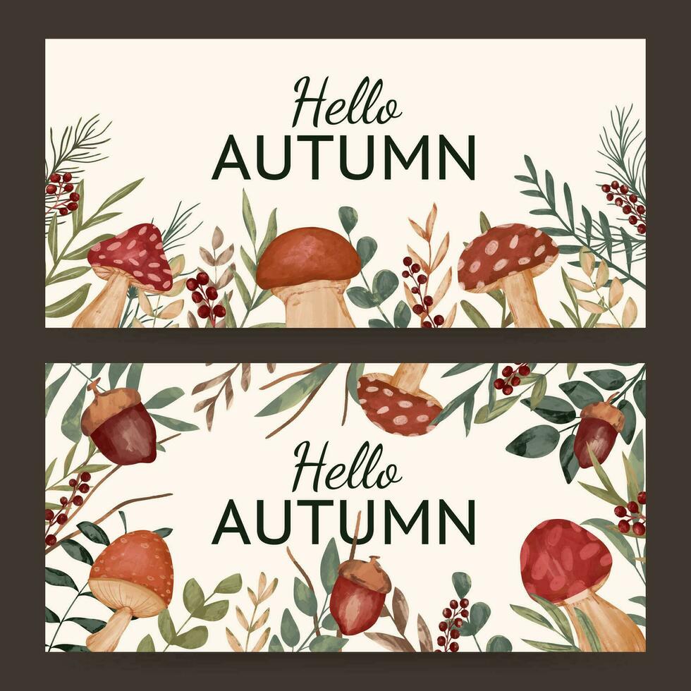 l'automne champignon aquarelle bannière vente pour tomber saison fête vecteur