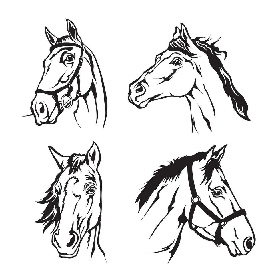 cheval tête vecteur illustration dans main tiré style, parfait pour t chemise conception et stable logo