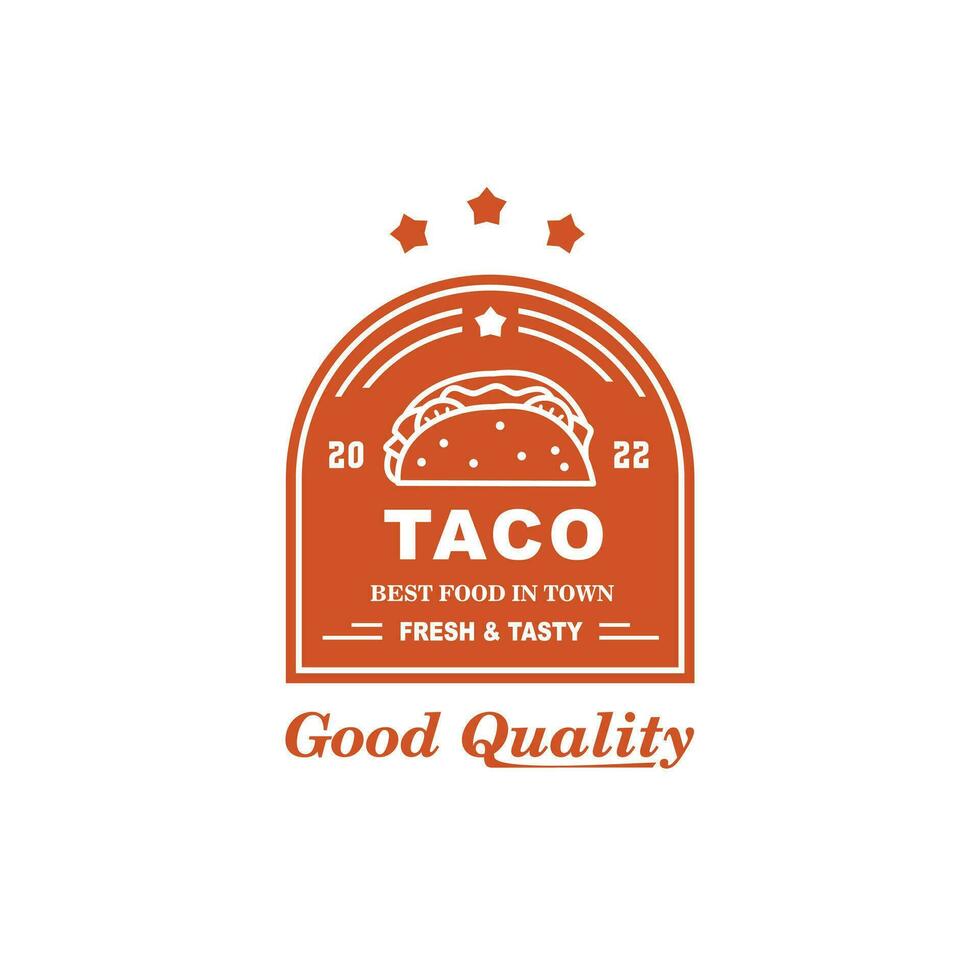 ancien logo branché taco pour nourriture et café icône modèle vecteur