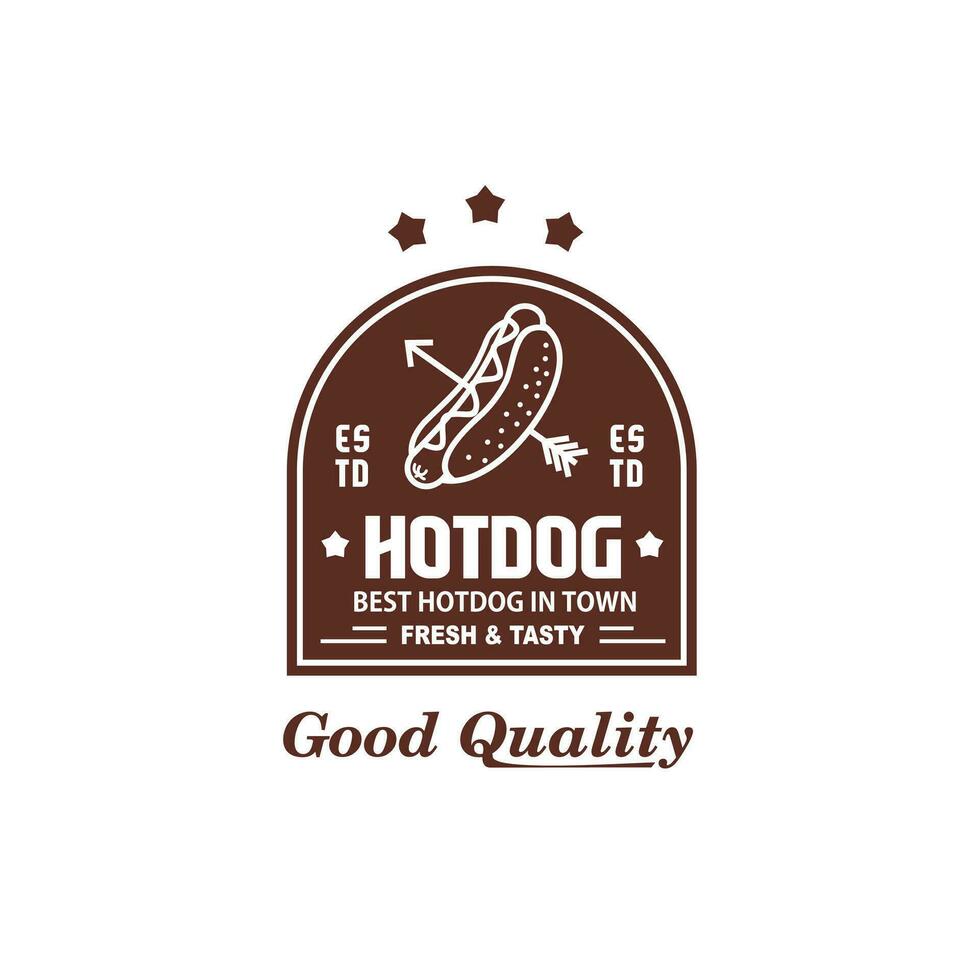 ancien logo vecteur minimalis Hot-dog pour nourriture et café