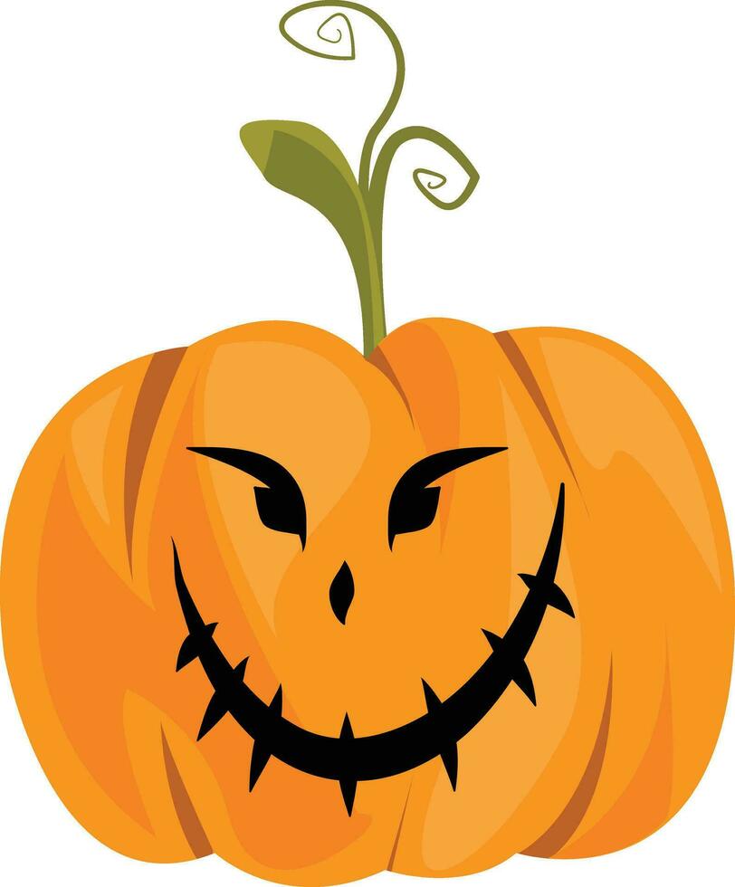 Halloween citrouille icône. Halloween citrouille avec une effrayant expression. symbole. automne. Orange citrouille silhouette isolé sur blanc Contexte. vecteur