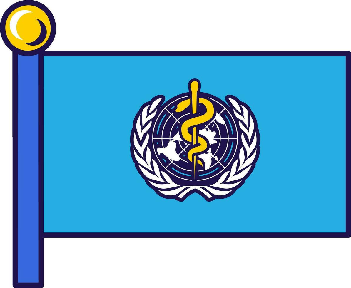 monde santé organisation mât drapeau bannière vecteur