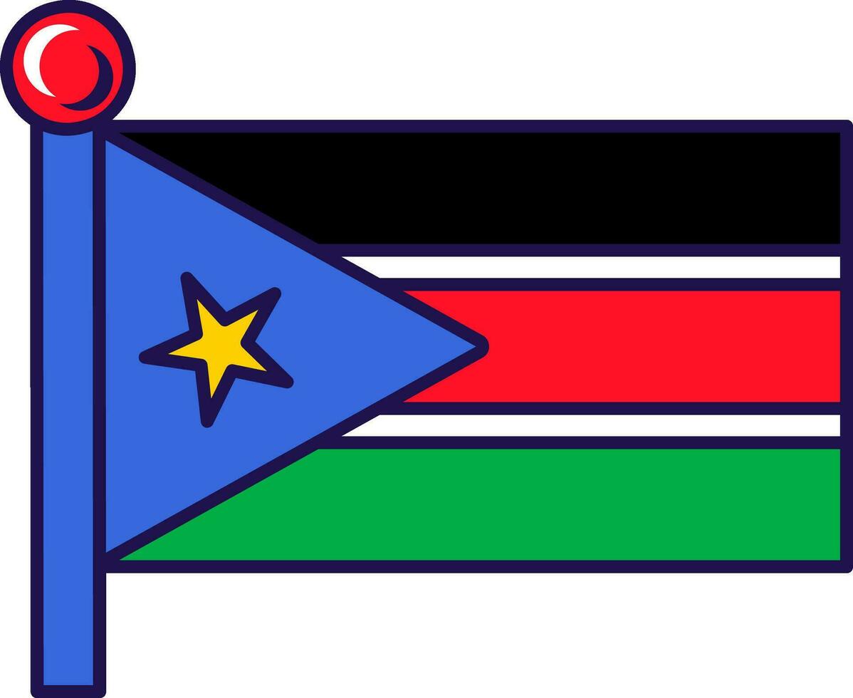 Sud Soudan pays mât drapeau bannière vecteur