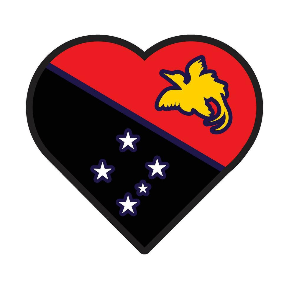Nouveau Guinée drapeau de fête patriote cœur contour icône vecteur