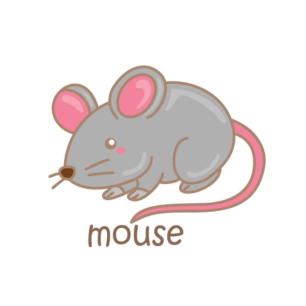 alphabet m pour Souris vocabulaire école leçon dessin animé illustration vecteur clipart autocollant