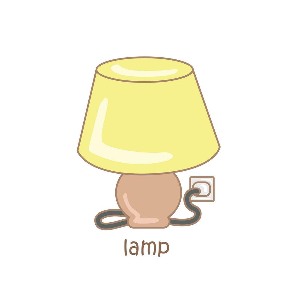 alphabet l pour lampe vocabulaire école leçon dessin animé illustration vecteur clipart autocollant