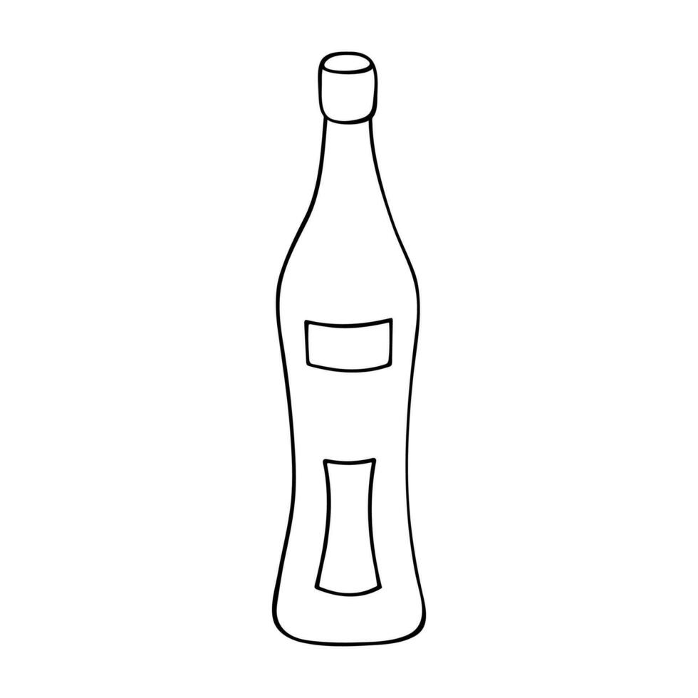 main tiré alcool bouteille illustration. de l'alcool boisson clipart dans griffonnage style. Célibataire élément pour conception vecteur