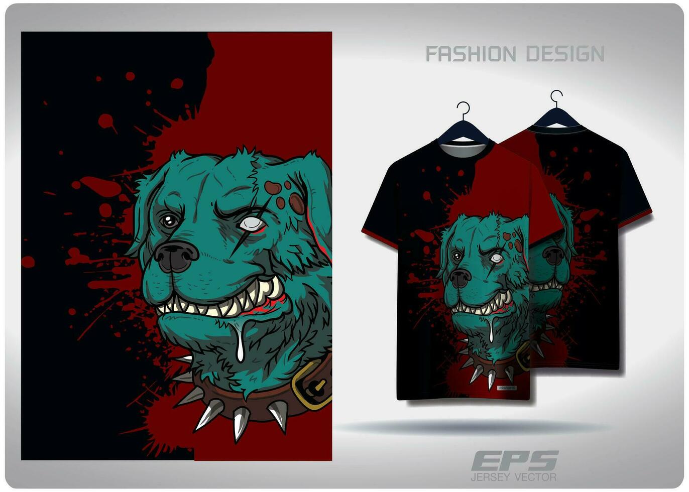 vecteur T-shirt Contexte image.la vert furieux chien, le zombi chien, se divise dans moitié modèle conception, illustration, textile Contexte pour T-shirt, Jersey rue T-shirt