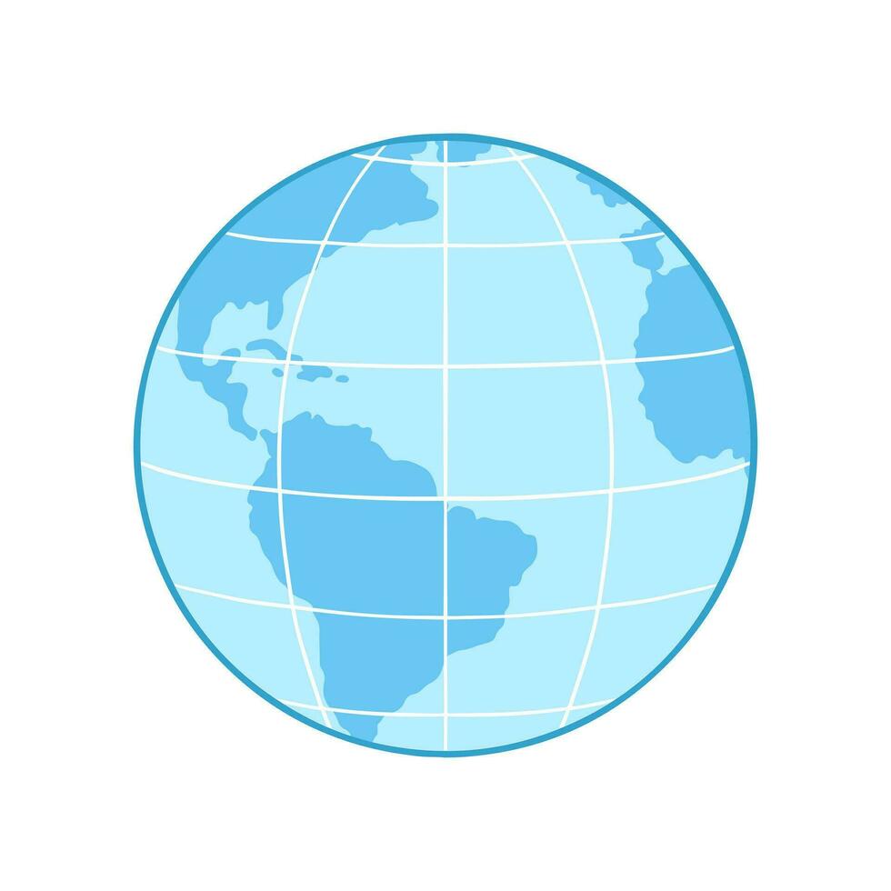 modèle de le Terre, bleu globe avec carte, océans et atterrir, parallèles et méridiens. isolé vecteur illustration