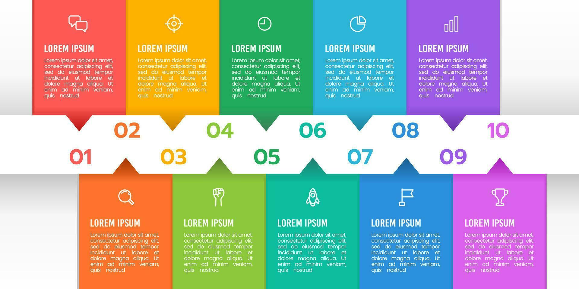 10 processus chronologie infographie avec Icônes pour succès. vecteur illustration.