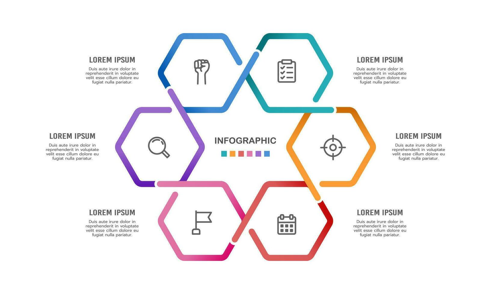 infographie cycle entreprise. le tarte graphique est divisé dans 6 les pièces. vecteur illustration.