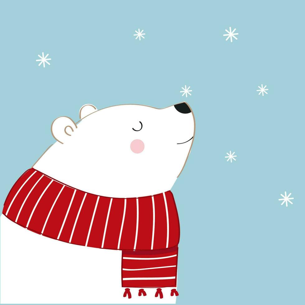 blanc polaire ours portant une rouge foulard. vecteur