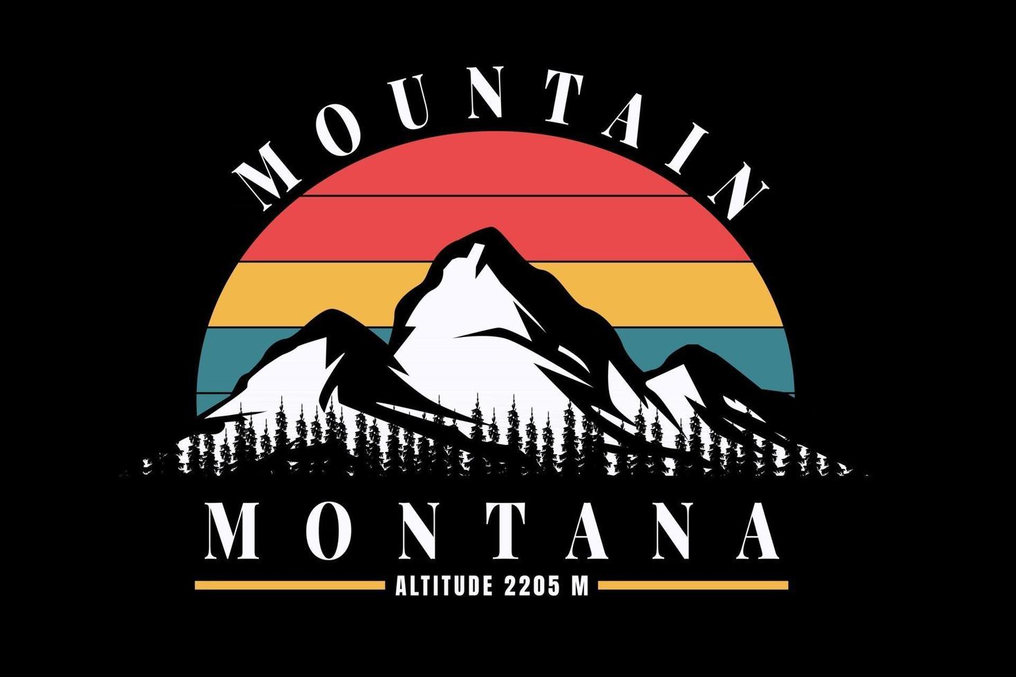 tee shirt montagne montana et pins vecteur