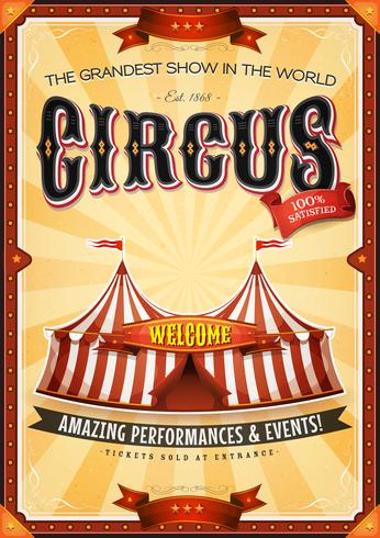 Affiche Vintage Grand Cirque Avec Chapiteau vecteur