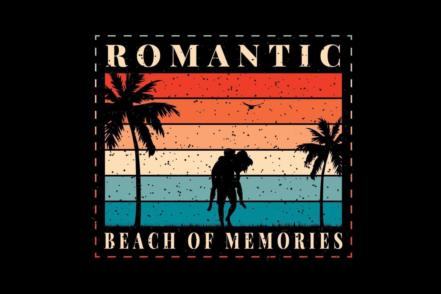 t-shirt plage de souvenirs design romantique vecteur