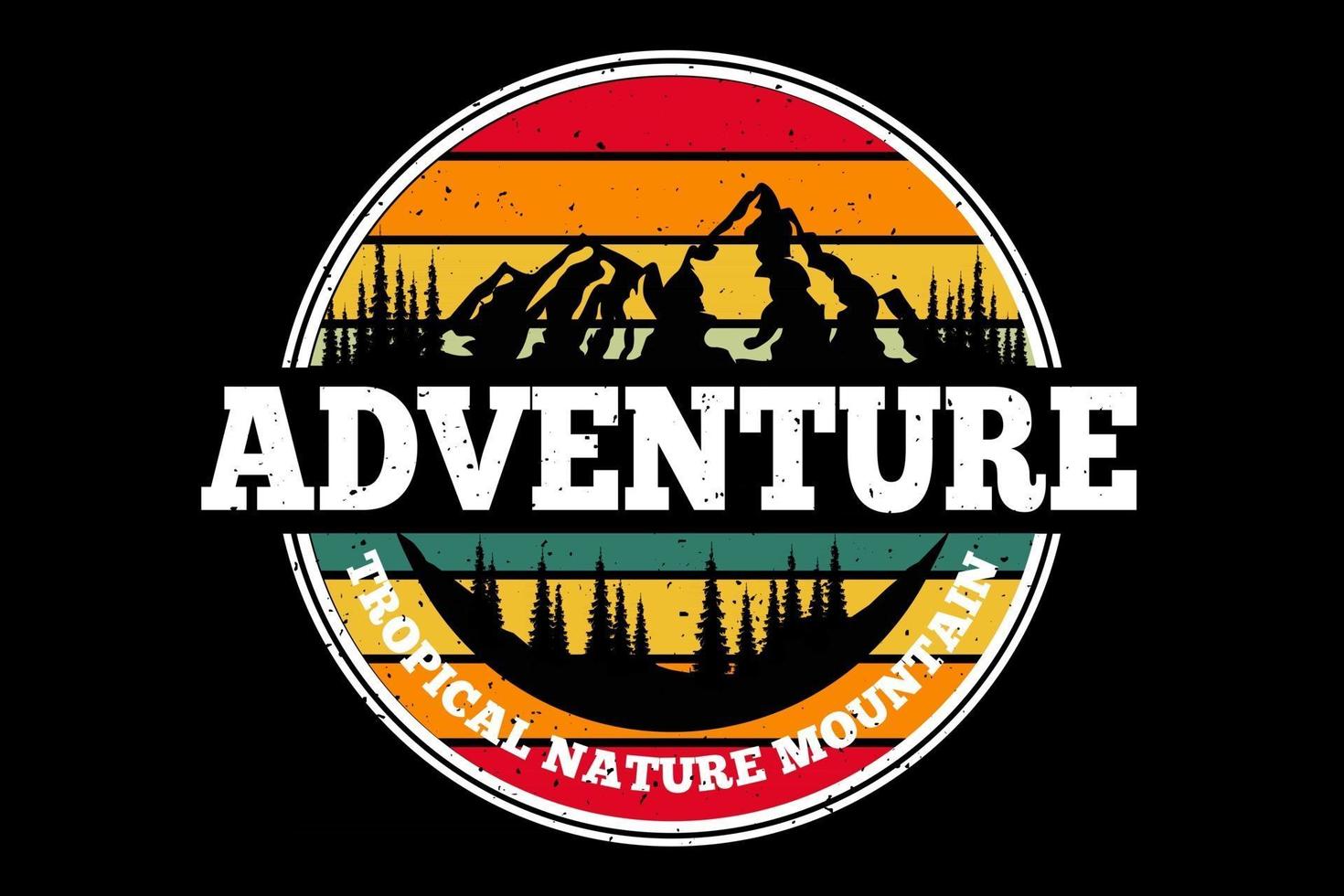 t-shirt aventure tropicale nature montagne rétro design vecteur