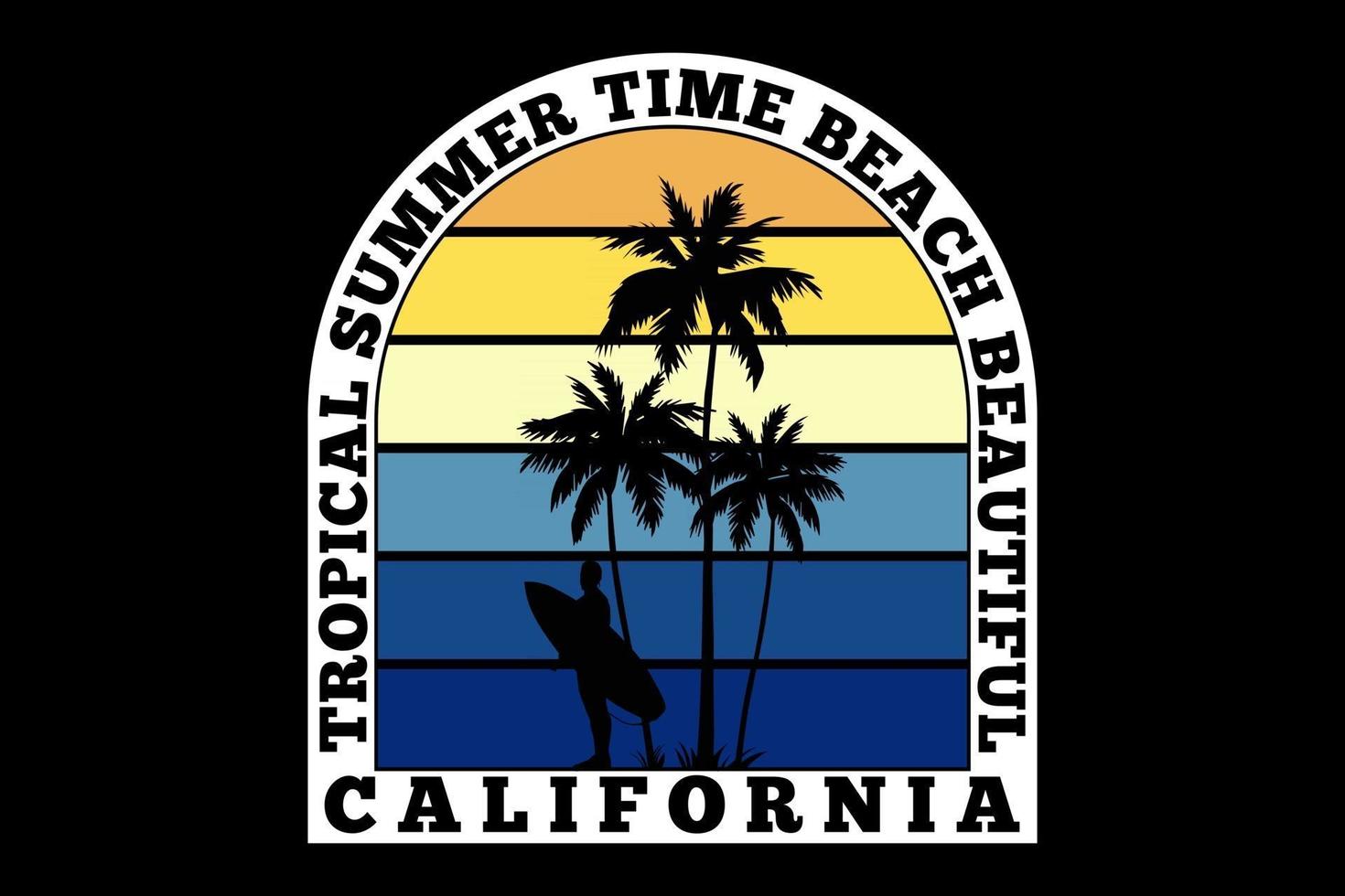 t-shirt tropical été californie rétro surf design vecteur