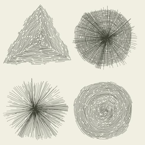 Cercles dessinés à la main abstraites, éclaboussures et formes vecteur