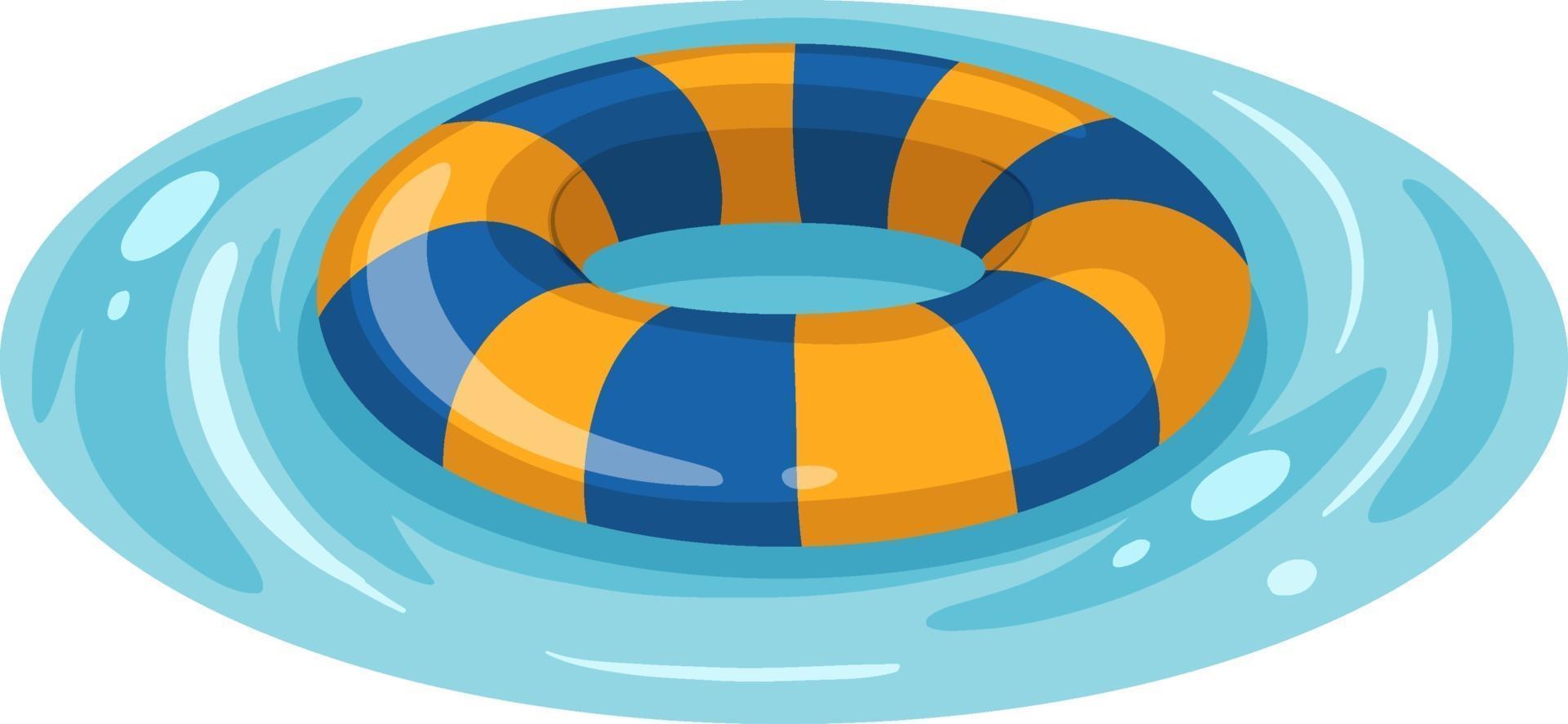anneau de natation rayé bleu et jaune dans l'eau isolé vecteur