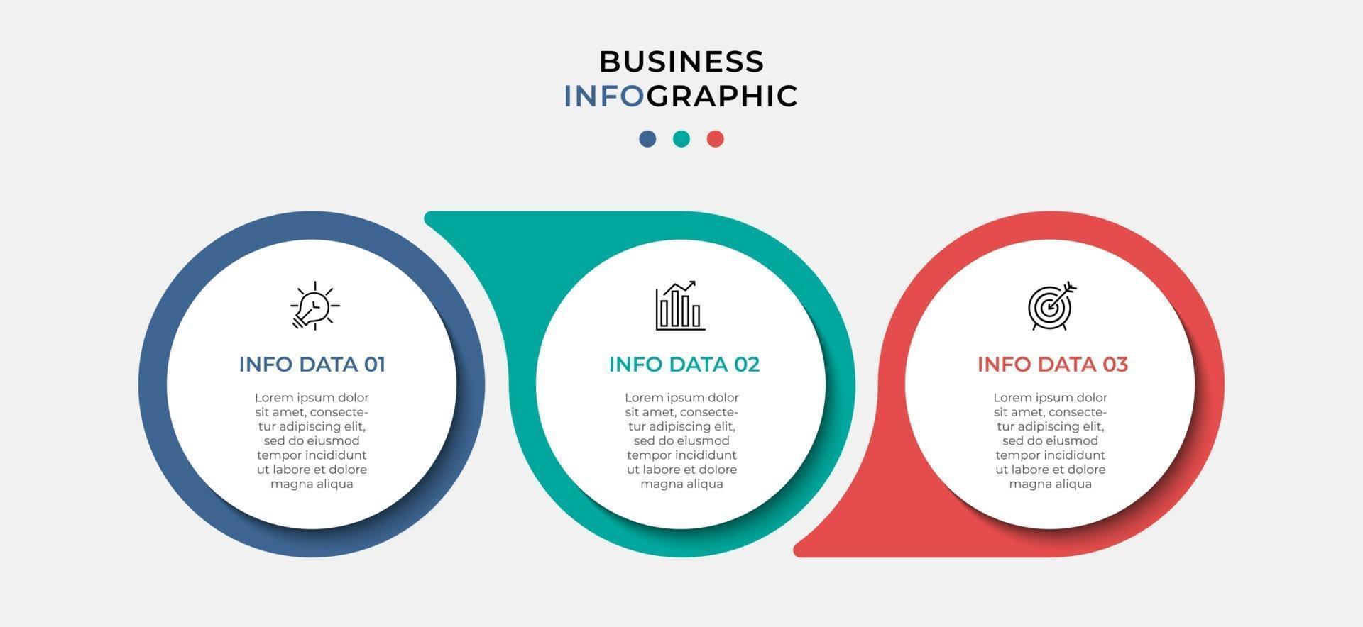 modèle d & # 39; entreprise de conception infographique vectorielle avec des icônes et 3 options ou étapes vecteur