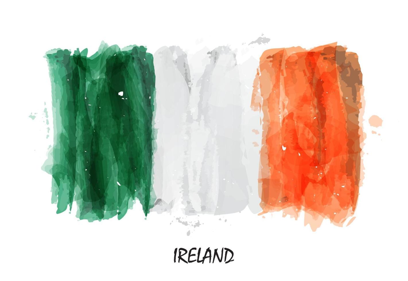 drapeau de peinture à l'aquarelle réaliste de l'irlande. vecteur